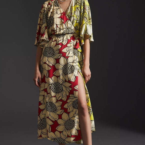 Farm Rio x Anthropologie Floral Wrap Flowy Maxi Dress Size Small - Picture 7 of 9